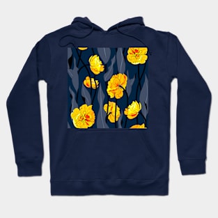 yellow double tulip on dark blue foliage Hoodie